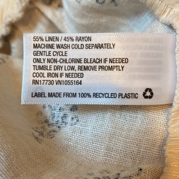 LINEN shorts damask pattern cream black elastic waist drawstring a new day - Picture 10 of 10